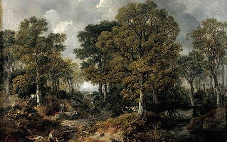 庚斯博罗英国风景画;注意人和树的音阶;树木的真实细节(图片来源:Telegraph.co.uk)