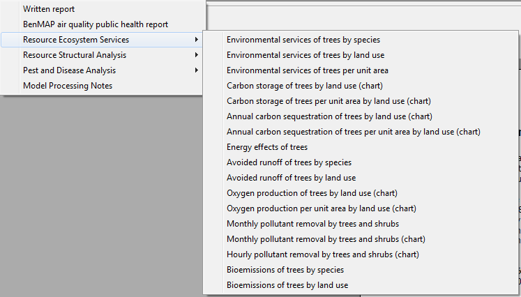 i- tree_i - tree Eco提供的生态系统服务分析的截图